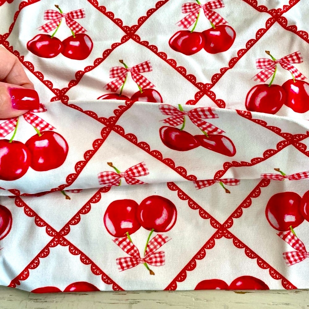 Posh Peanut Red & White Cherry Bows Cloth Tote Travel Diaper Teacher Bag - Picture 5 of 7
